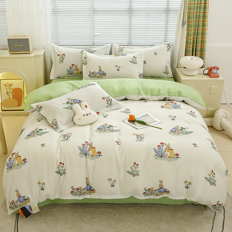 Four-piece bedding set Nantong home textile dormitory three-piece set single student winter thickened bed sheet quilt cover