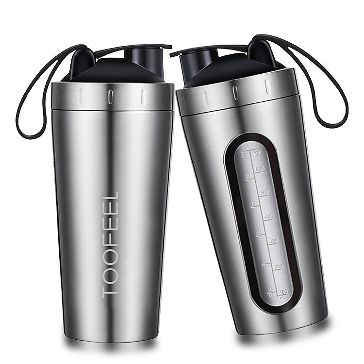 700Ml creative with window 304 stainless steel shaker cup gym protein powder meal replacement sports water cup spot