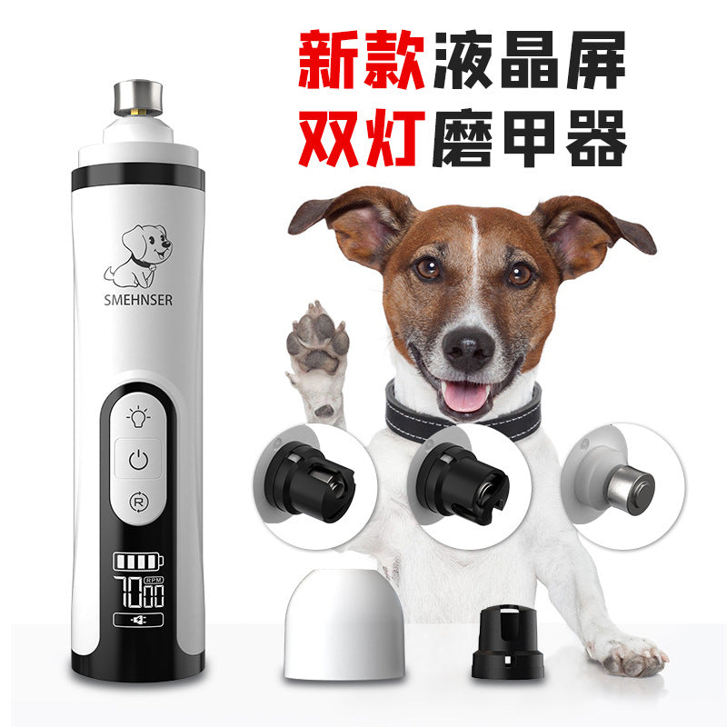 M5 Pet Nail Grinder High Power LED Double Light Blood Line Electric Rechargeable Nail Clipper Cat Dog Manicure Cross-border Supplies