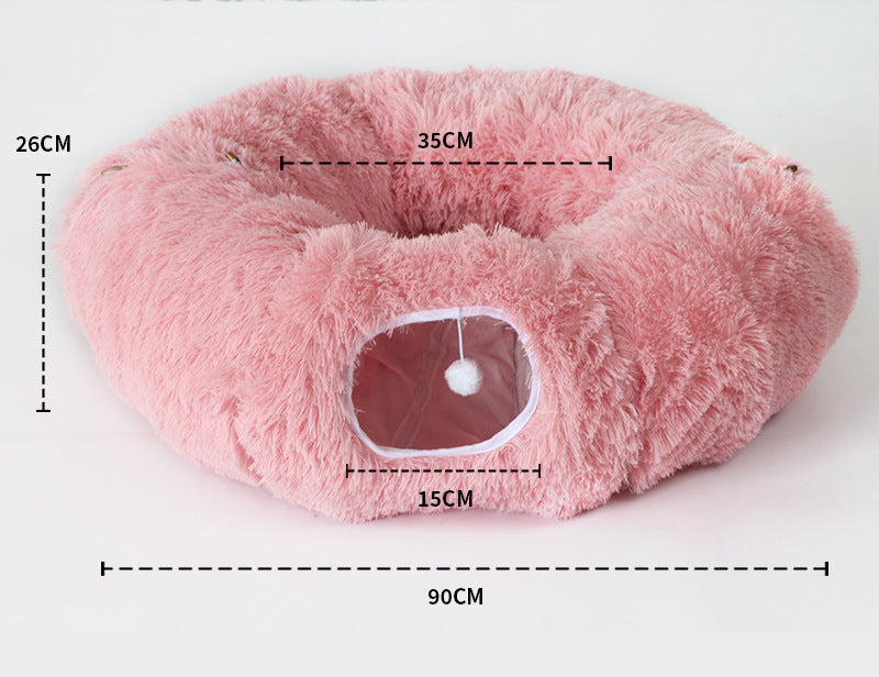 Plush Tunnel Cat Bed