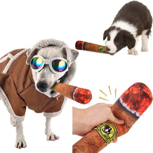 Spot wholesale cross-border dog sound toy green cigar cigarette plush pet toy