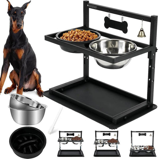 Double Bowl Stainless Steel Pet Bowl Holder Dog Bowl Cat Bowl Pet Food Removable Mobile Amazon Pet Inlet