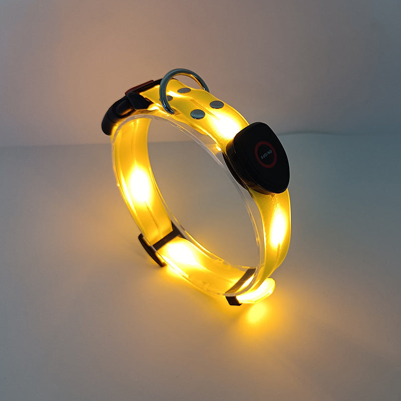 LED luminous collar USB charging pet collar nylon pvc coated webbing luminous dog collar dog leash