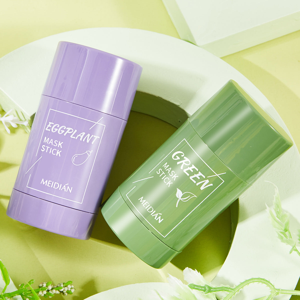 Cross-border explosion style charm point green tea solid mask deep cleaning moisturizing oil control shrink pores smear-type mud stick