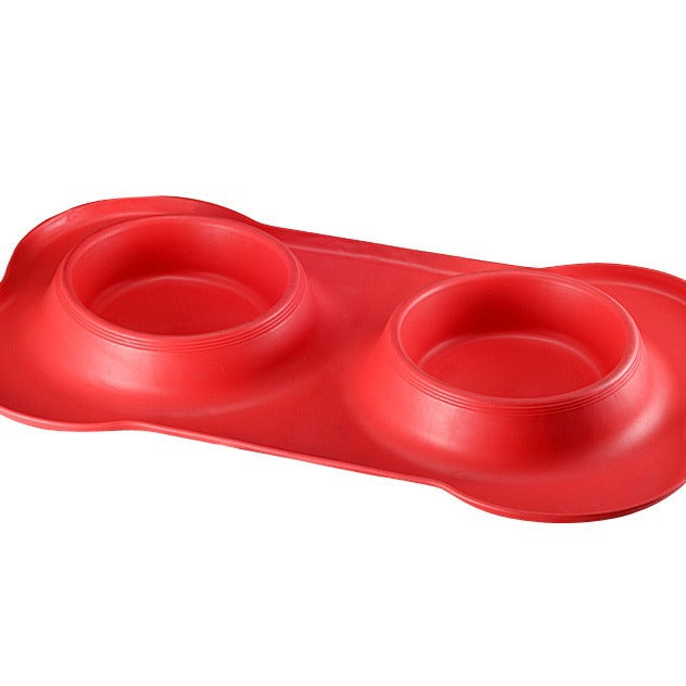 Pet bowl anti-knockover cat drinking water bowl pet small and medium cat food bowl stainless steel double bowl dog food utensils