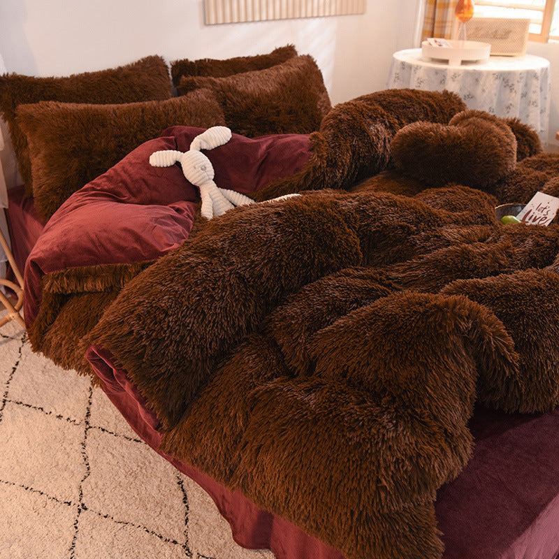 @Mink velvet four-piece set of Fray velvet four-piece set of golden velvet milk velvet four-piece set