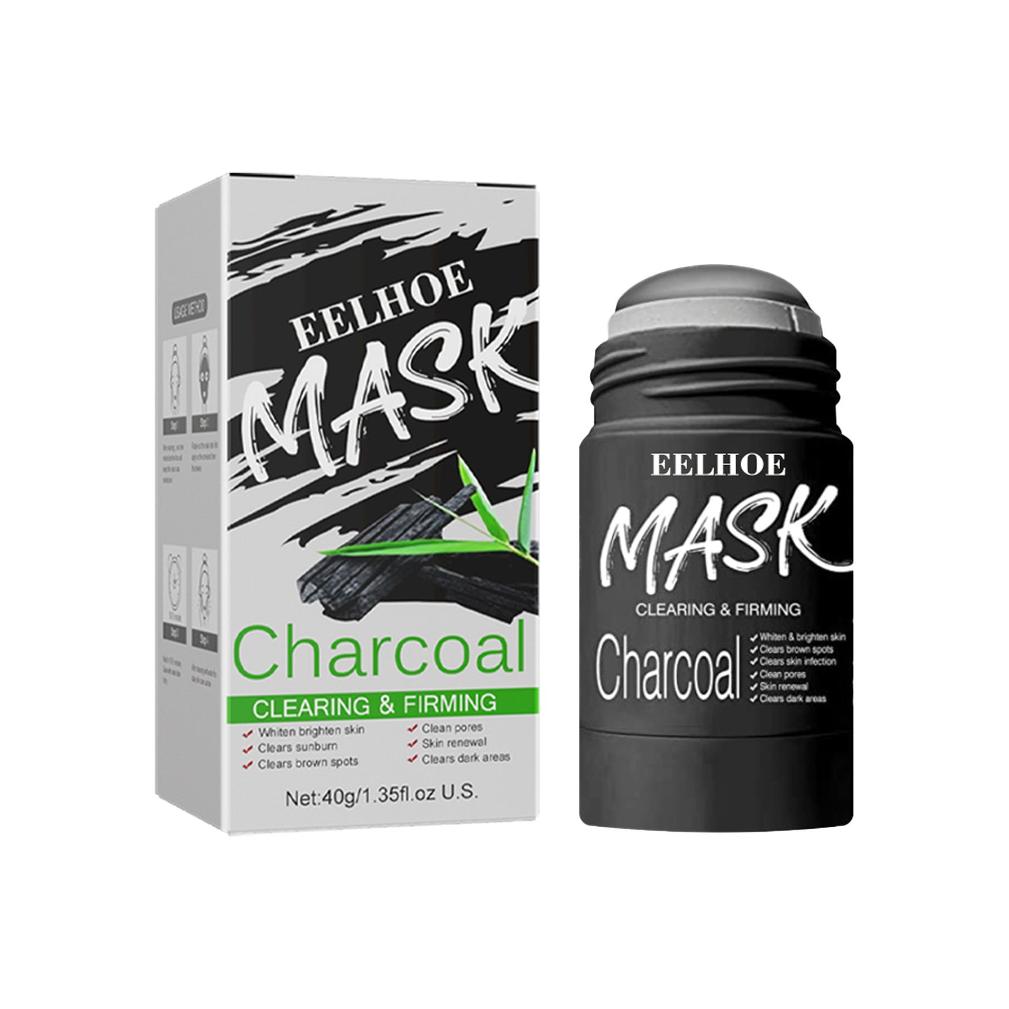 EELHOE Green Tea Solid Mask English version deep cleansing, hydrating, oil control, shrinking pores smear-type mud mask stick