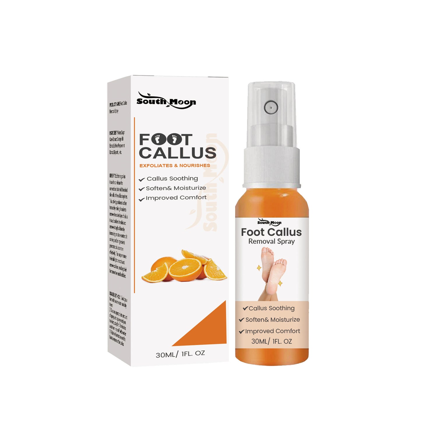 South Moon Foot Exfoliating Spray for Dead Skin, Cracked Skin, Moisturizing, Cleansing, Repairing, Roughness and Callus Removal