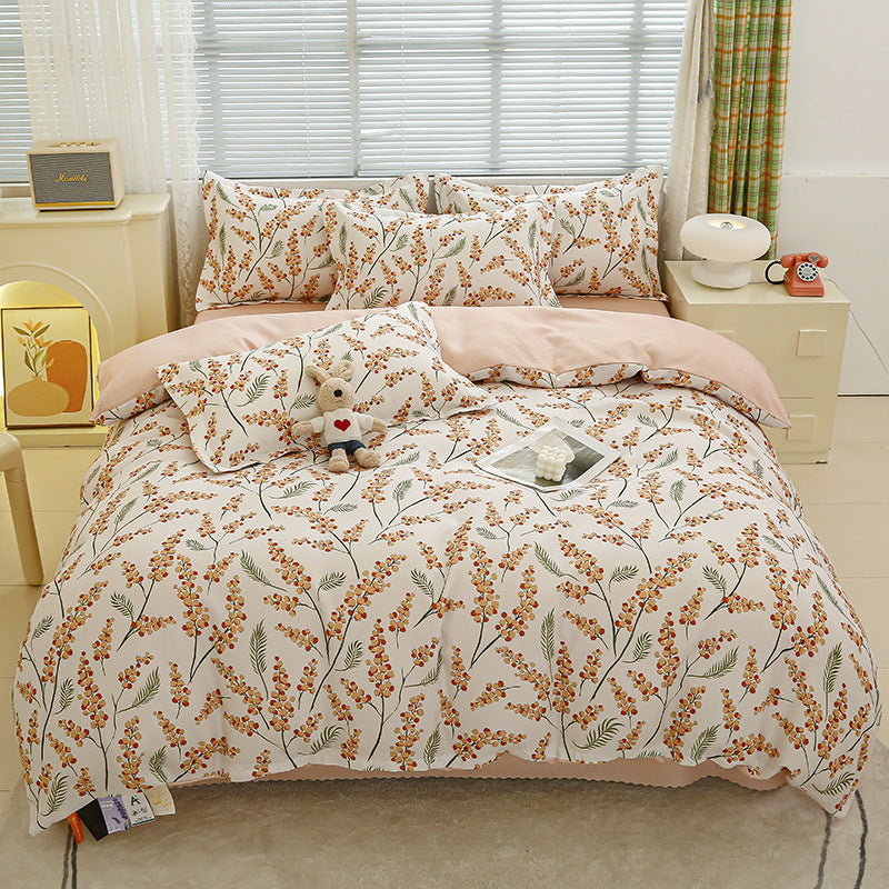 Four-piece bedding set Nantong home textile dormitory three-piece set single student winter thickened bed sheet quilt cover