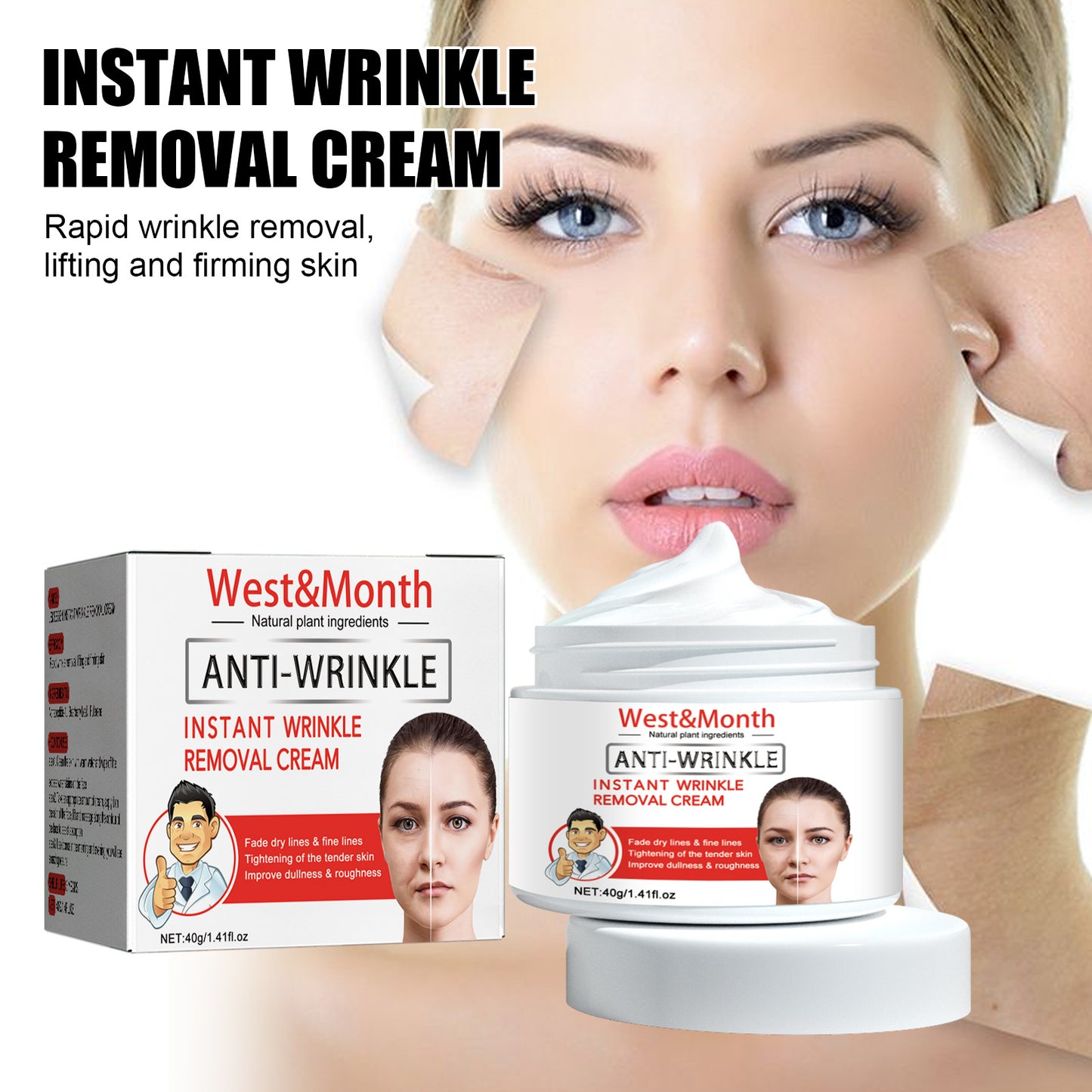 West&Month Instant Anti-Wrinkle Cream Firming and Lifting Fine Lines and Law Lines Repairing Dry and Dehydrated Skin
