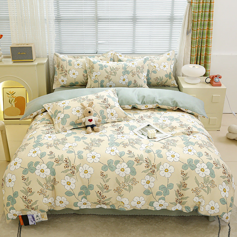 Four-piece bedding set Nantong home textile dormitory three-piece set single student winter thickened bed sheet quilt cover