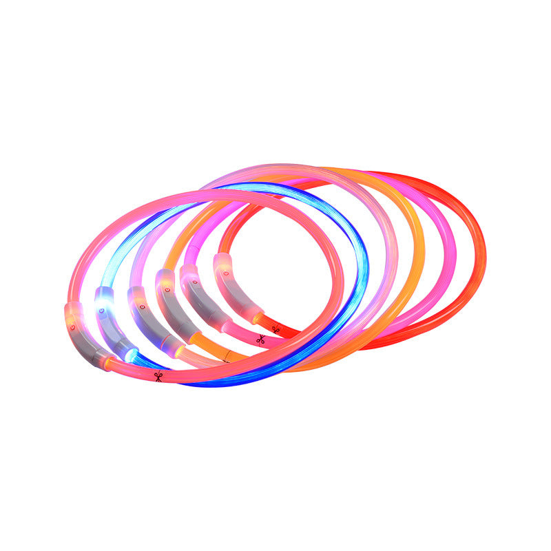 Pet luminous collar PVC pet collar USB charging dog luminous ring LED collar safe dog walking