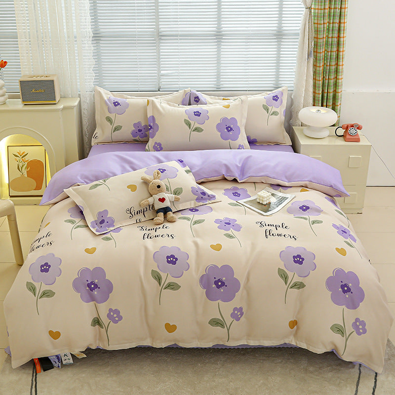 Four-piece bedding set Nantong home textile dormitory three-piece set single student winter thickened bed sheet quilt cover