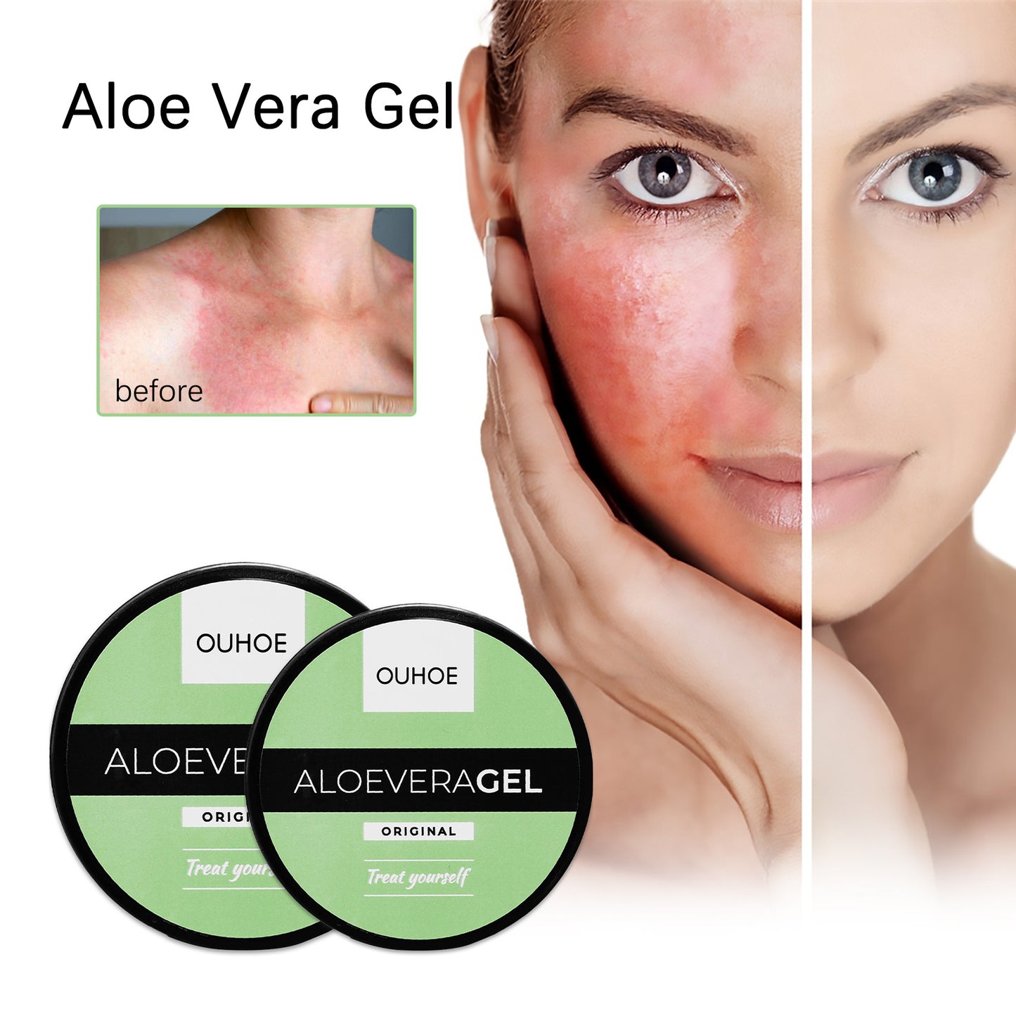 OUHOE help black cream aloe vera gel summer beach bronzer help black help tan milk skin sunburn repair gel