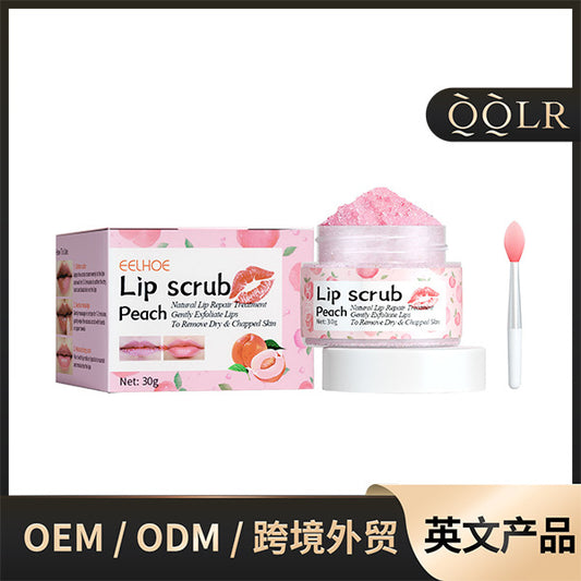 Peach lip scrub moisturizes and dilutes lip lines, removes dead skin, brightens lips, moisturizes lips and softens lips