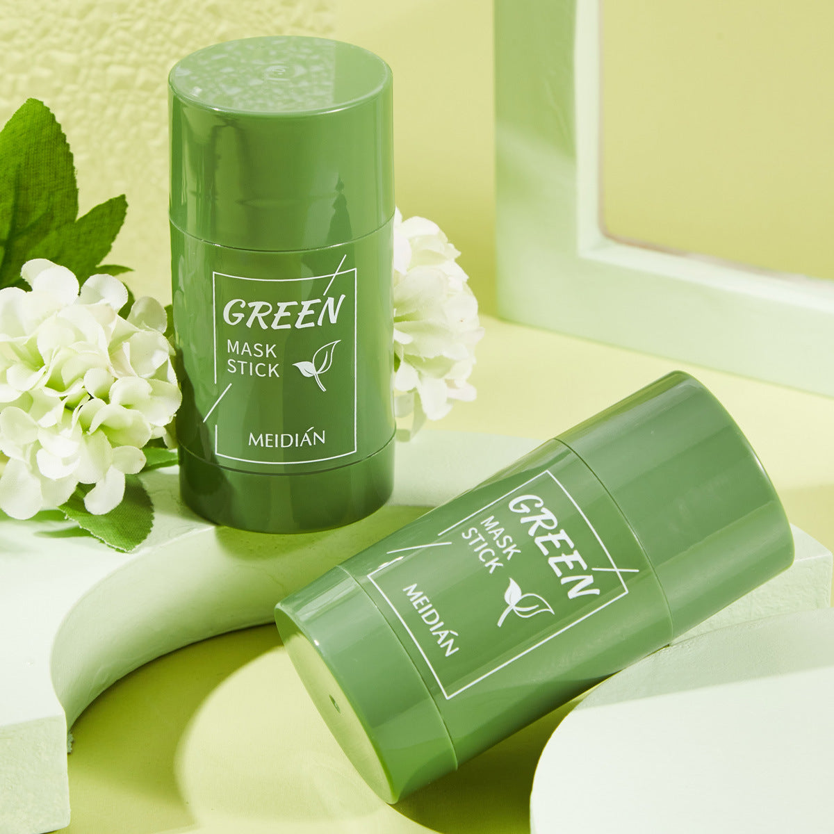 Cross-border explosion style charm point green tea solid mask deep cleaning moisturizing oil control shrink pores smear-type mud stick