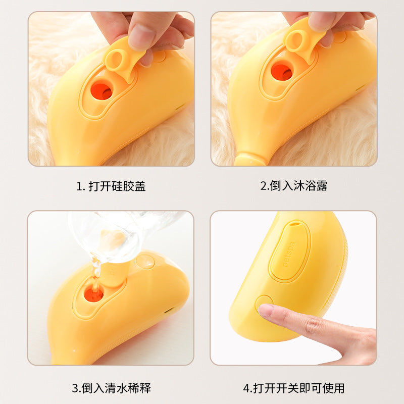 Pet cleaning hair removal cat and dog electric spray hair removal comb one-button spray anti-flying hair massage brush banana type