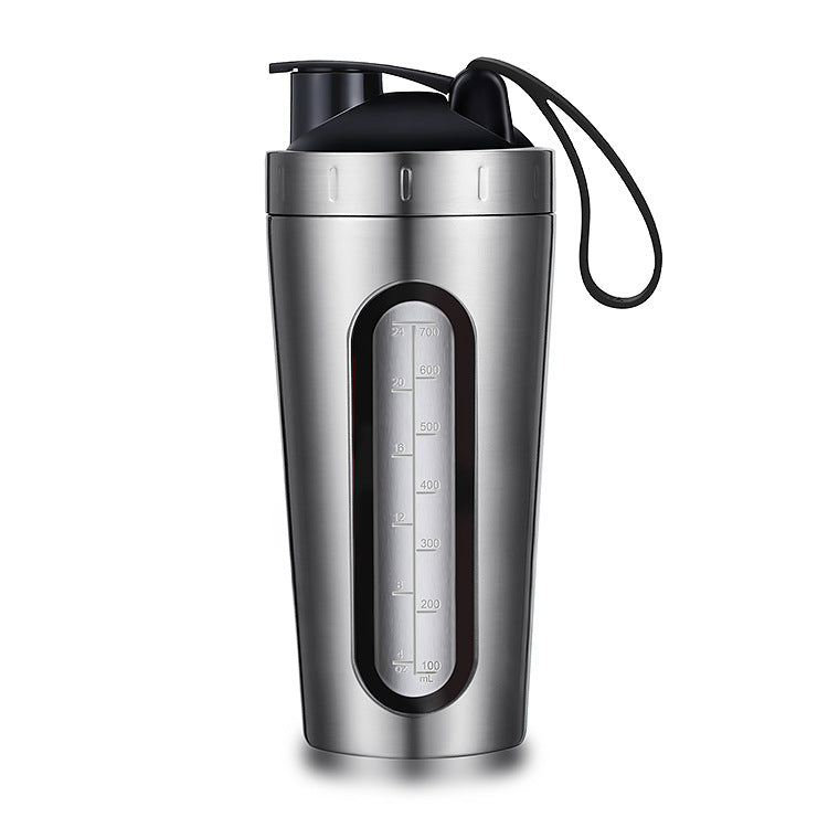 700Ml creative with window 304 stainless steel shaker cup gym protein powder meal replacement sports water cup spot