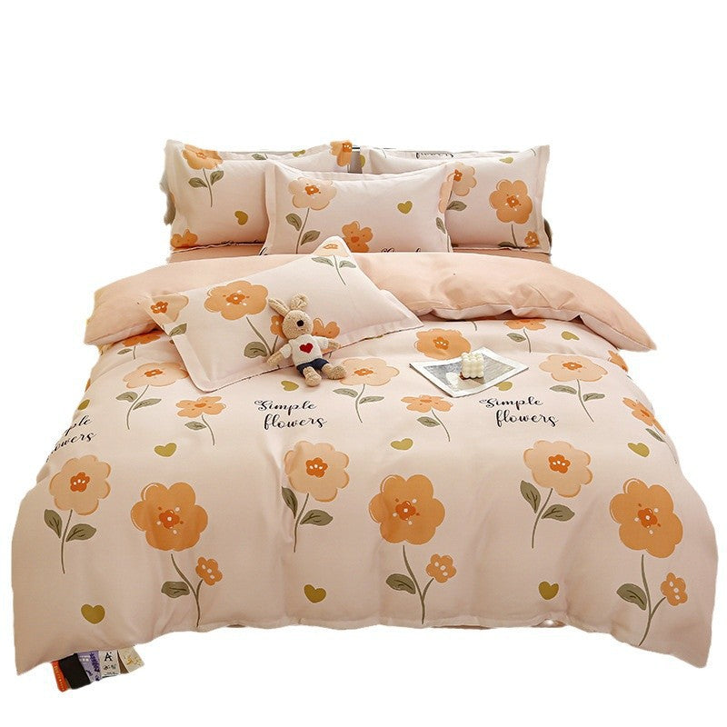 Four-piece bedding set Nantong home textile dormitory three-piece set single student winter thickened bed sheet quilt cover
