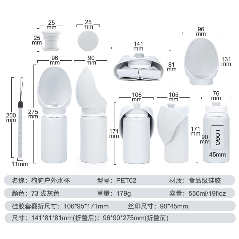 Pet supplies dog portable water cup outdoor portable travel foldable kettle dog walking water dispenser