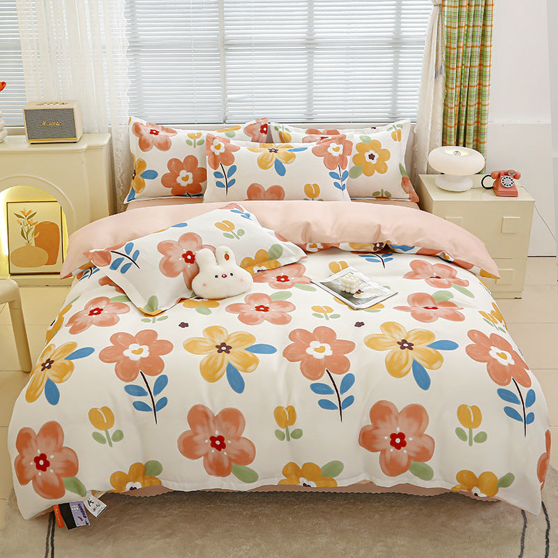 Four-piece bedding set Nantong home textile dormitory three-piece set single student winter thickened bed sheet quilt cover