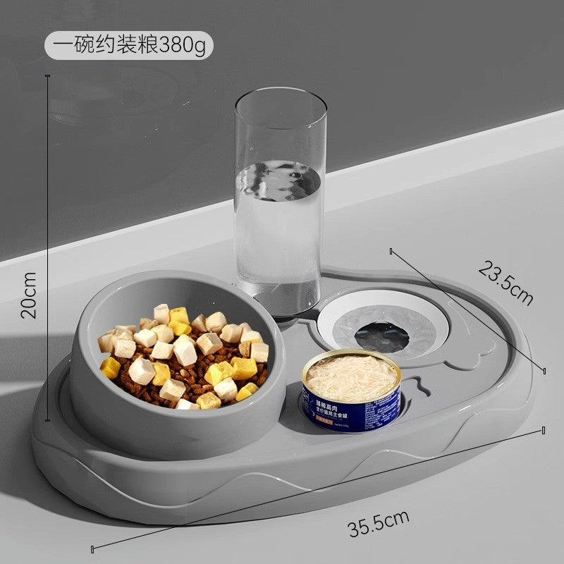 Cross-border cat high and low partition cute cat ceramic double bowl anti-knockover cat bowl drinking water bowl dog bowl pet bowl supplies