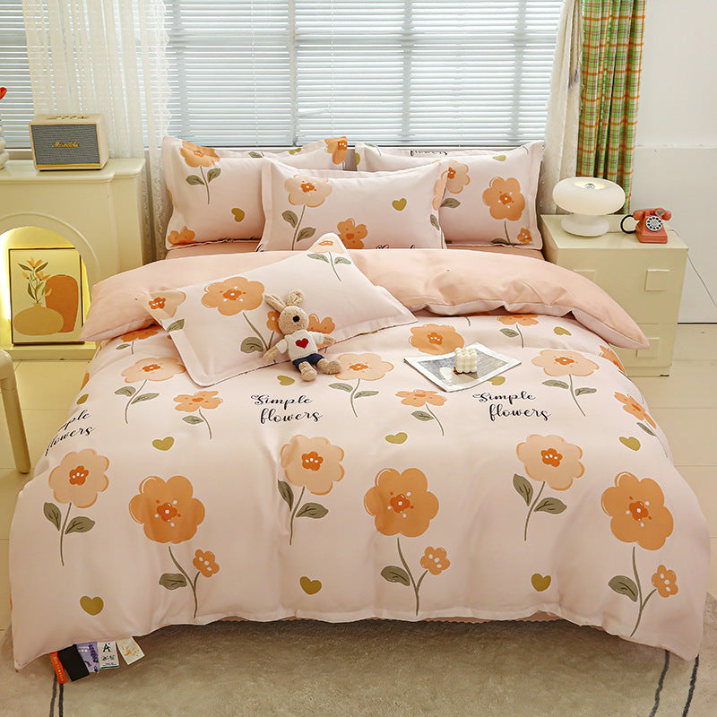 Four-piece bedding set Nantong home textile dormitory three-piece set single student winter thickened bed sheet quilt cover