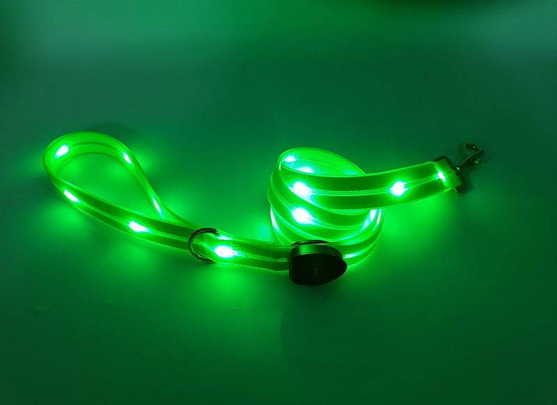 LED luminous collar USB charging pet collar nylon pvc coated webbing luminous dog collar dog leash