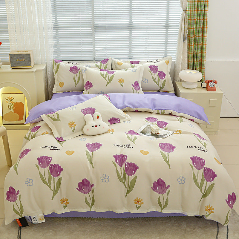 Four-piece bedding set Nantong home textile dormitory three-piece set single student winter thickened bed sheet quilt cover