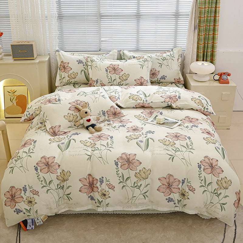 Four-piece bedding set Nantong home textile dormitory three-piece set single student winter thickened bed sheet quilt cover