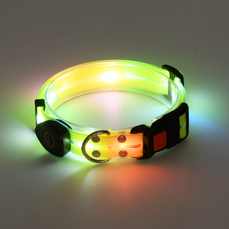 LED luminous collar USB charging pet collar nylon pvc coated webbing luminous dog collar dog leash